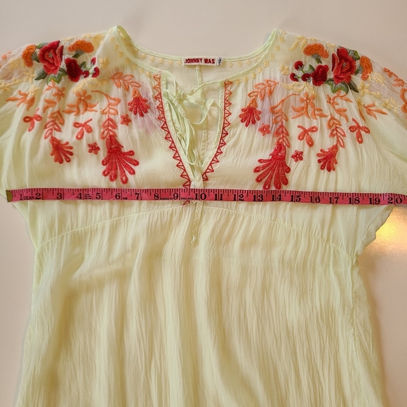 *SOLD* Johnny Was Leemon Embroidered Tunic Top Sheer Gauzy Shirt XS - Picture 12 of 15